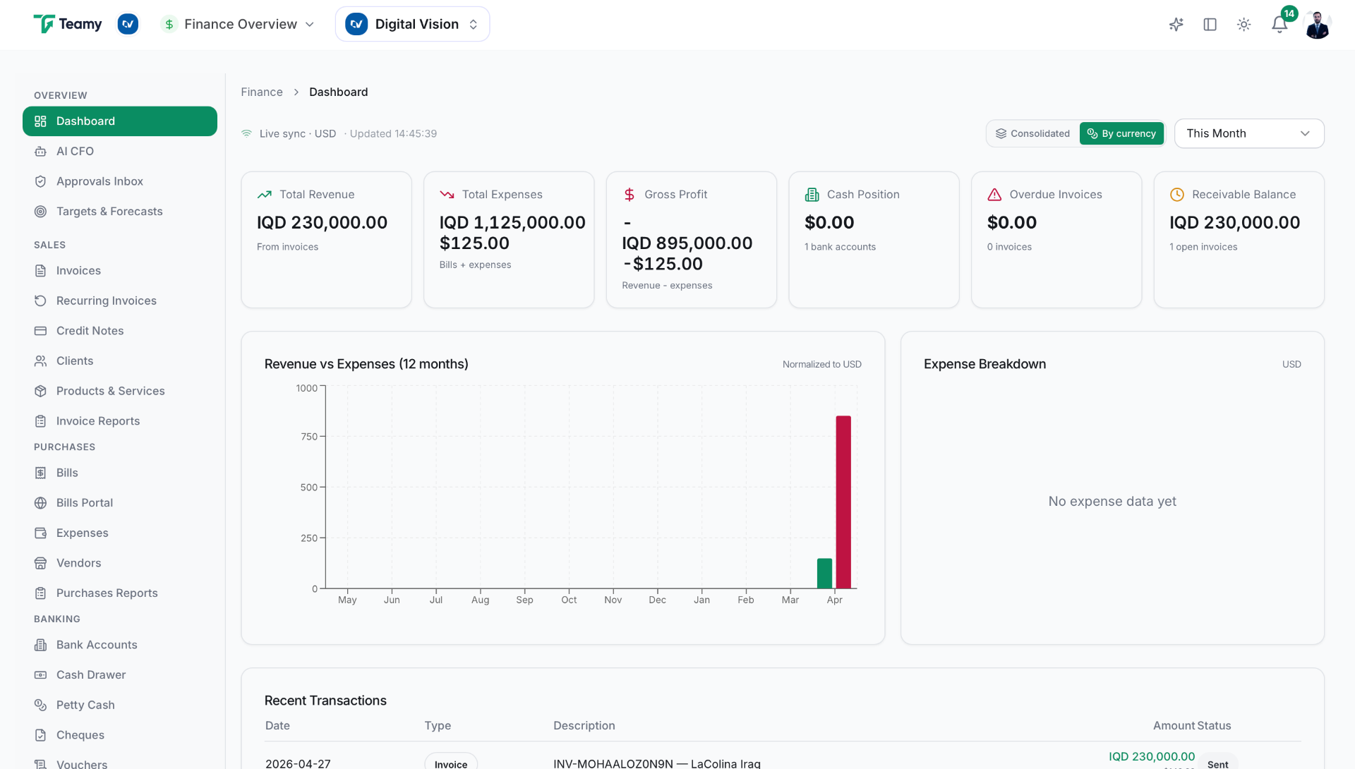 Teamy — Finance & invoicing